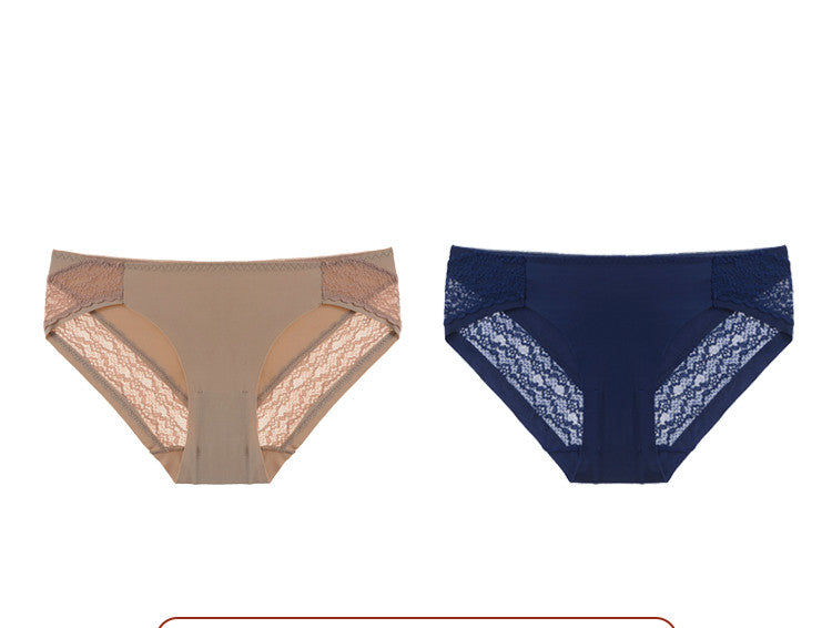 One Piece Ice Silk And Lace Low-waist Underwear
