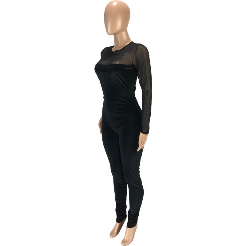 Ladies Jumpsuit Long Sleeve Elegant Slim Fit Pullover