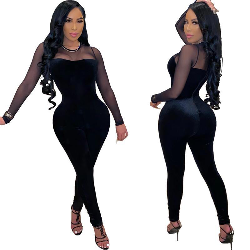Ladies Jumpsuit Long Sleeve Elegant Slim Fit Pullover