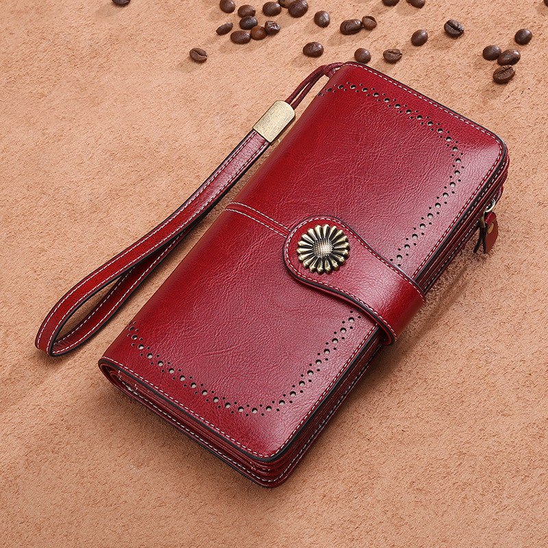 Hollow Women Clutch Leather Wallet