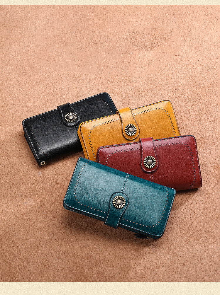Hollow Women Clutch Leather Wallet