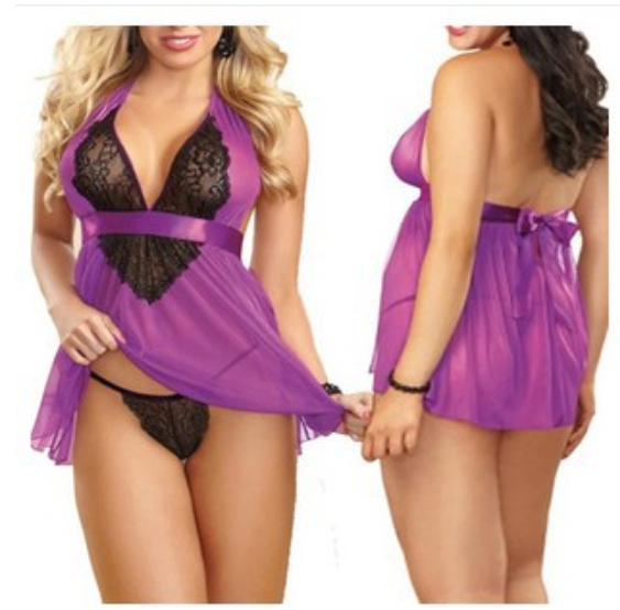 Purple and Black Lace Nightwear
