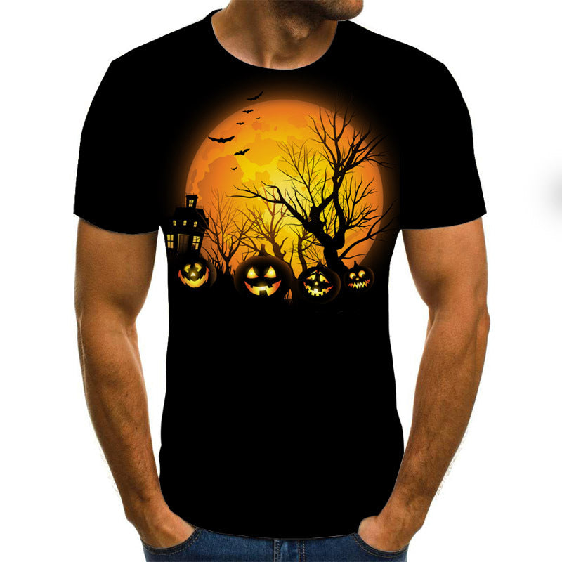 Pumpkin Monster 3D Digital Print Men's Short Sleeve T-shirt
