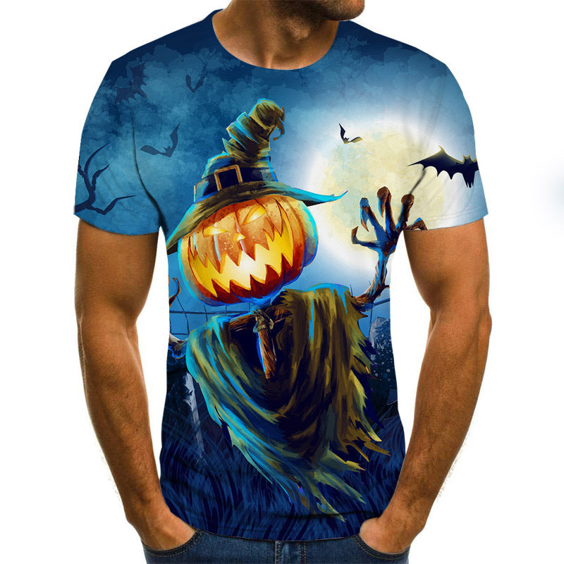 Pumpkin Monster 3D Digital Print Men's Short Sleeve T-shirt