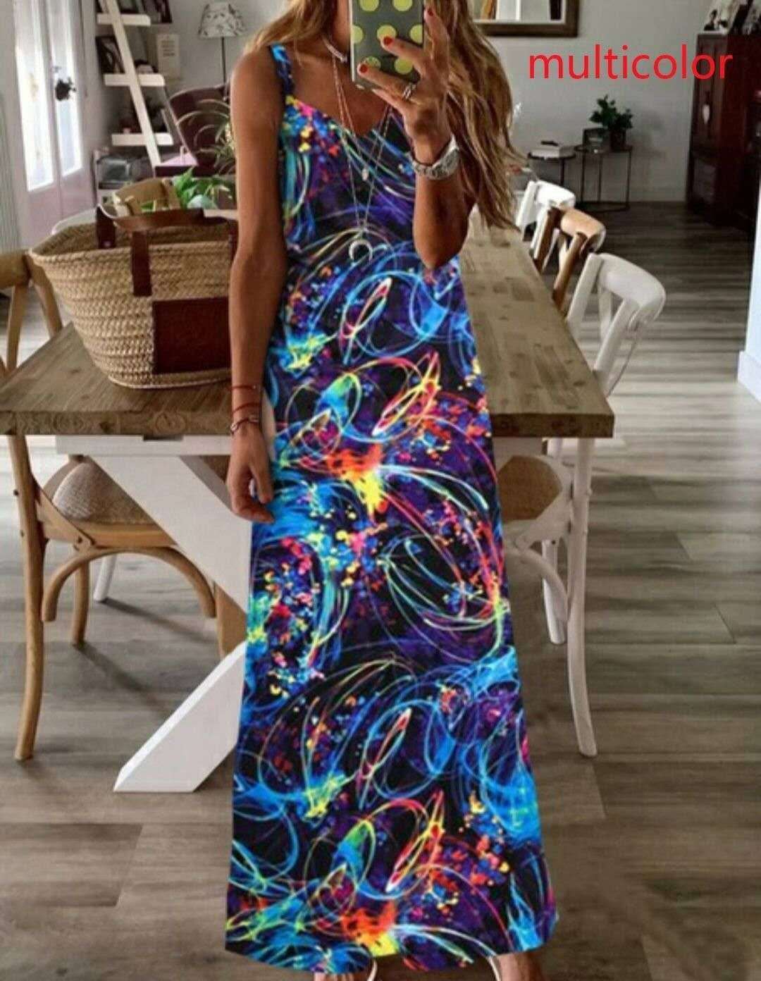 Luminous Print Suspender Dress