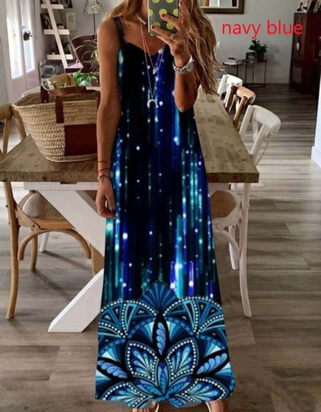 Luminous Print Suspender Dress