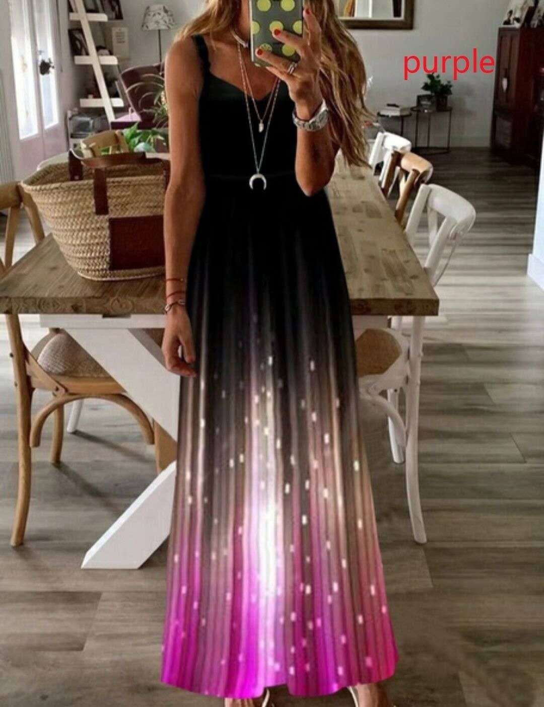 Luminous Print Suspender Dress