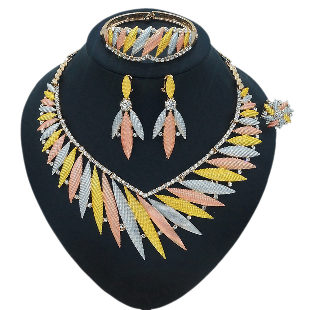 Four-Piece Necklace Bracelet Ring Earrings Jewelry Set