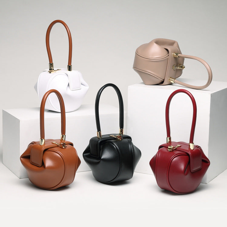 Leather handbags dumplings handbag