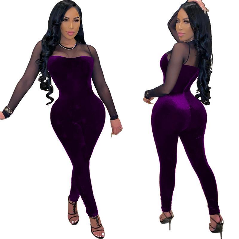 Ladies Jumpsuit Long Sleeve Elegant Slim Fit Pullover