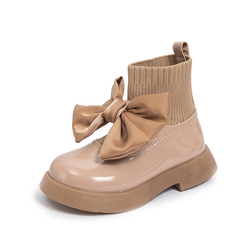 Little Girl Bow Princess Style Leather Boots