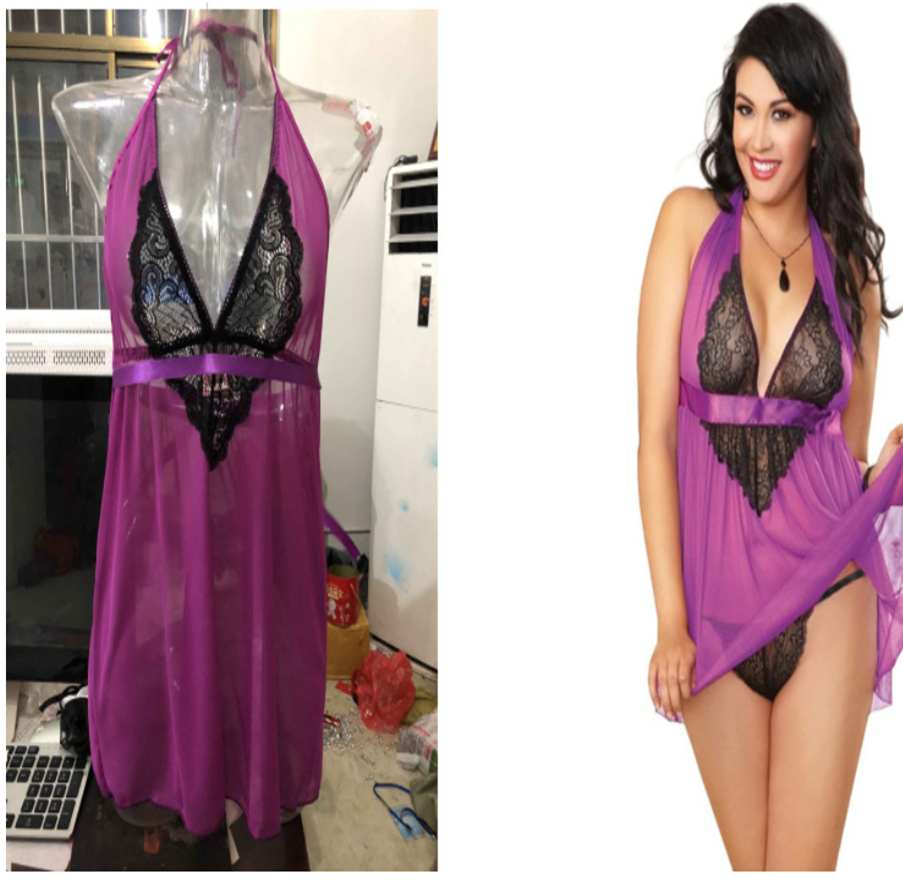 Purple and Black Lace Nightwear
