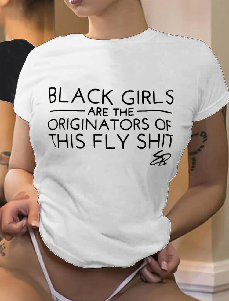 Fashion Casual Stretch Cotton Printed T-shirt Women