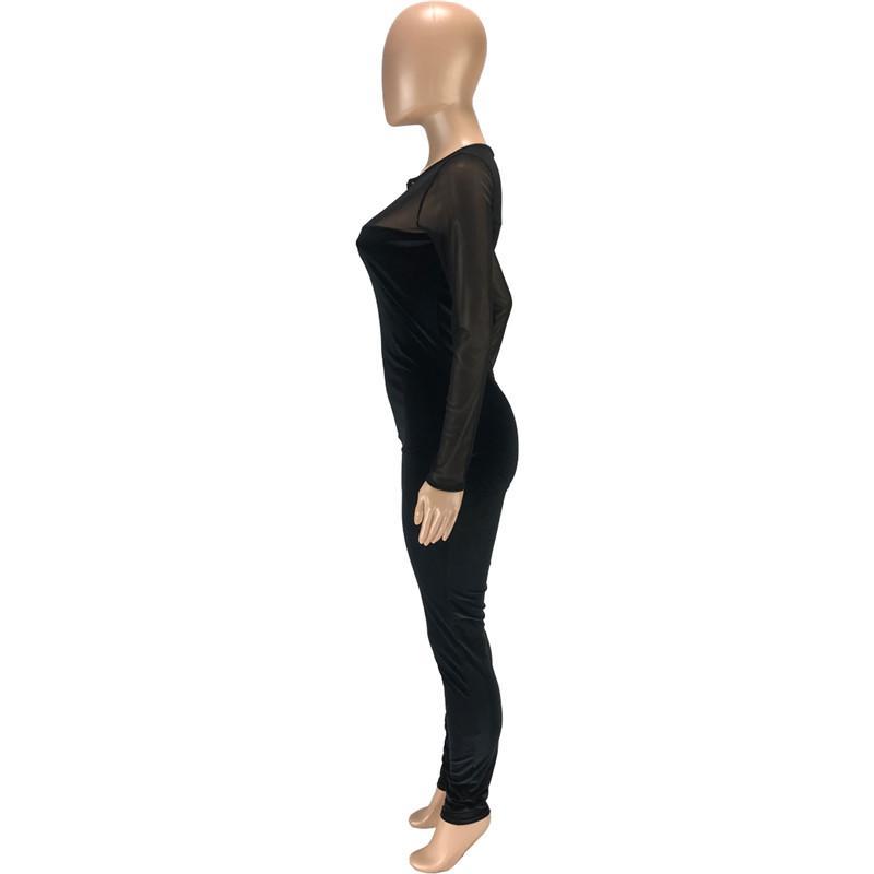 Ladies Jumpsuit Long Sleeve Elegant Slim Fit Pullover