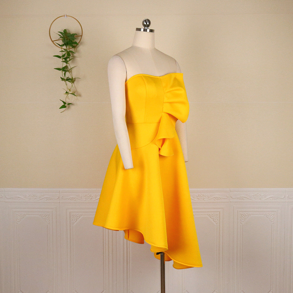 Sexy Bra No Sleeve High Waist Asymmetric Hem Women's Party Dress
