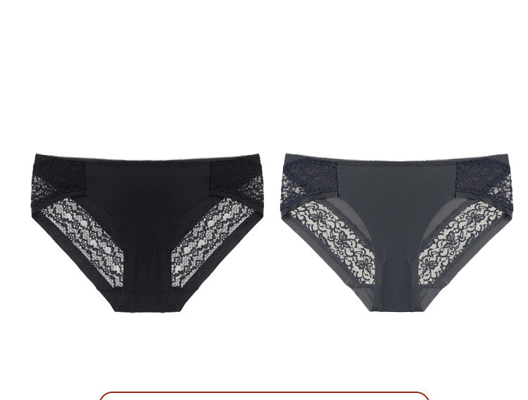 One Piece Ice Silk And Lace Low-waist Underwear