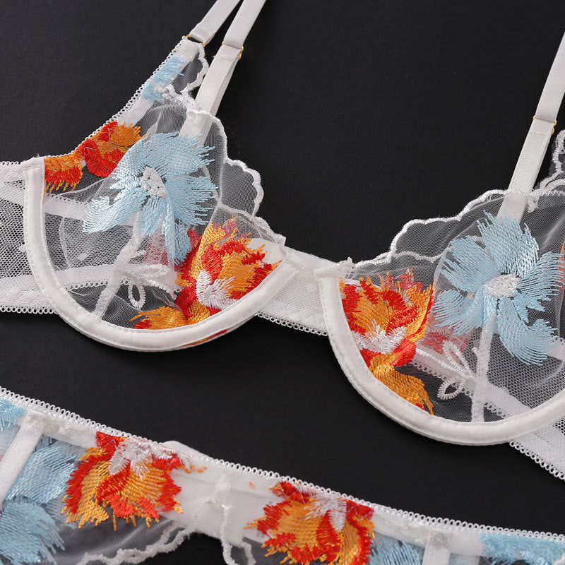 Lace Embroidered Underwear Set