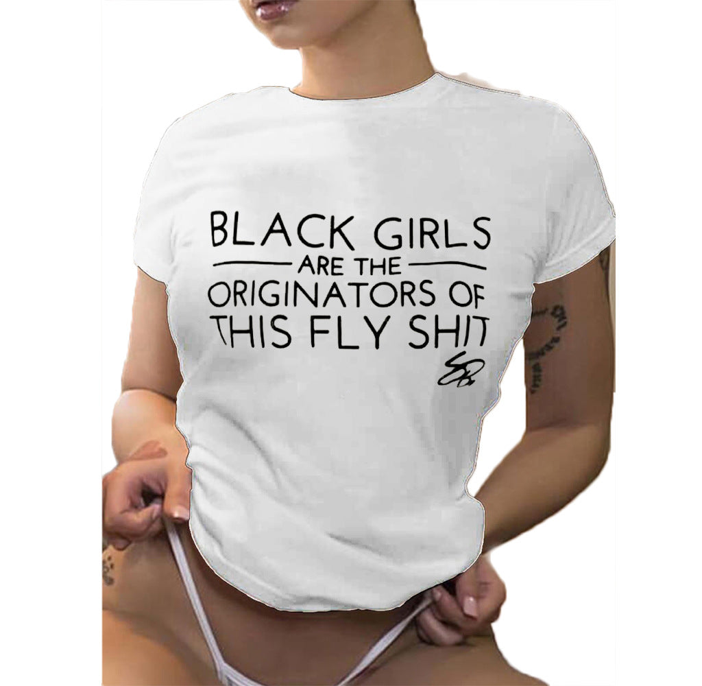 Fashion Casual Stretch Cotton Printed T-shirt Women