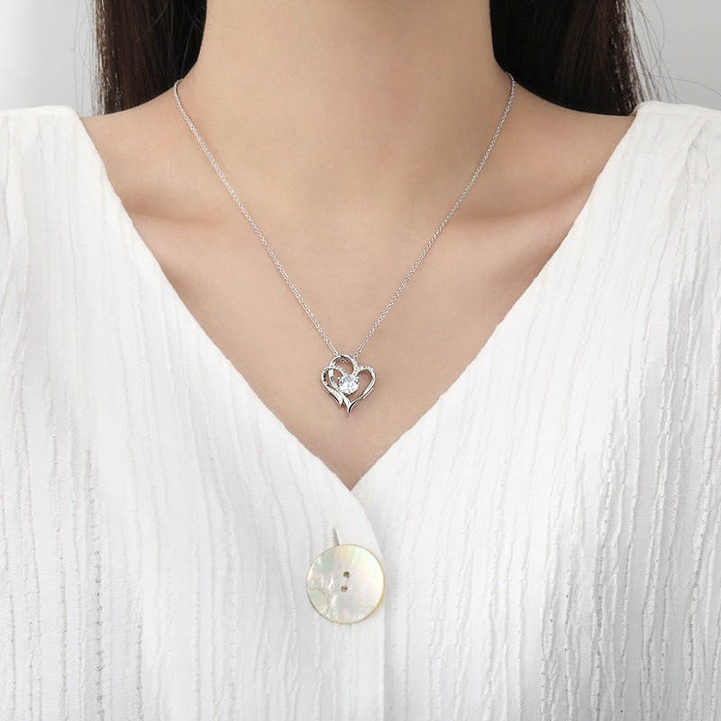 Double Love Necklace With Rhinestones