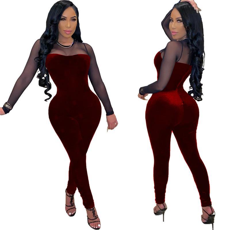 Ladies Jumpsuit Long Sleeve Elegant Slim Fit Pullover