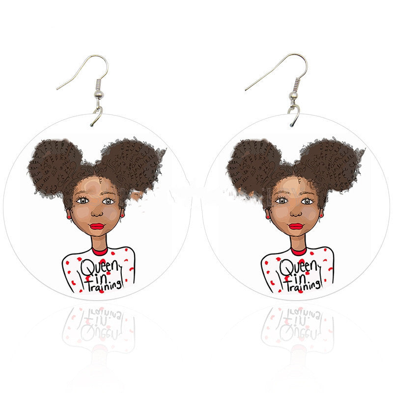 Wooden Earrings African Style Geometric Wood Chips