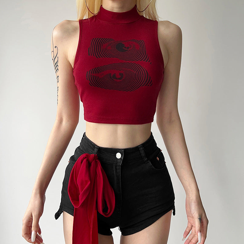 Street Letters Printed Cropped Tank Top Women
