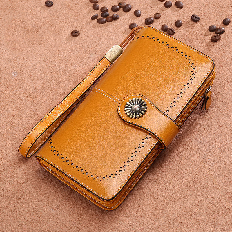 Hollow Women Clutch Leather Wallet