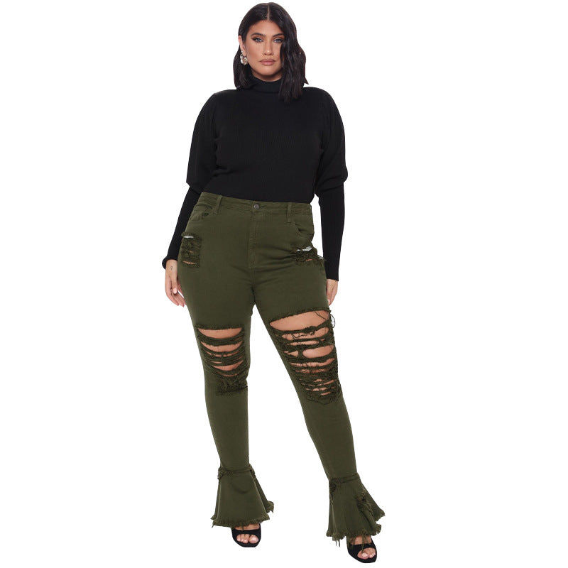 Trumpet Street Fashion Trend Ripped Women's Jeans