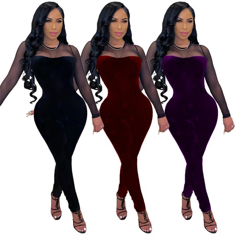 Ladies Jumpsuit Long Sleeve Elegant Slim Fit Pullover