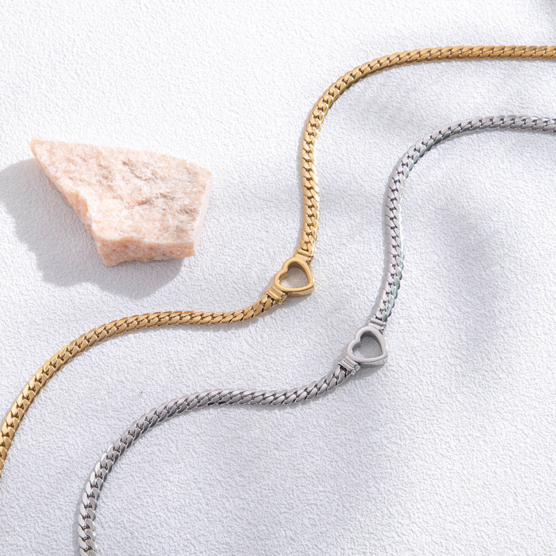 Simple Hollow Heart Titanium Steel Bracelet