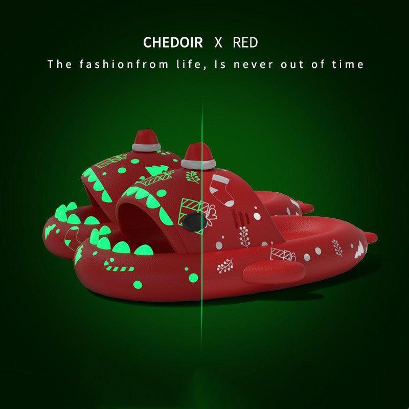 Halloween And Christmas Luminous Shark Slippers