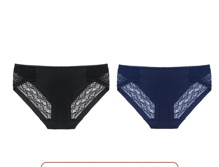 One Piece Ice Silk And Lace Low-waist Underwear