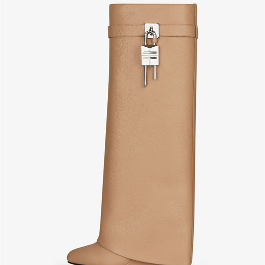 Lock Wedge Female High Heel Pointed Toe Boots