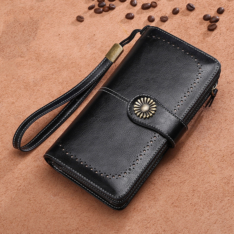 Hollow Women Clutch Leather Wallet