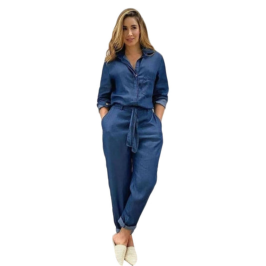 New Style Ladies Denim Overalls With Shirt With Belt