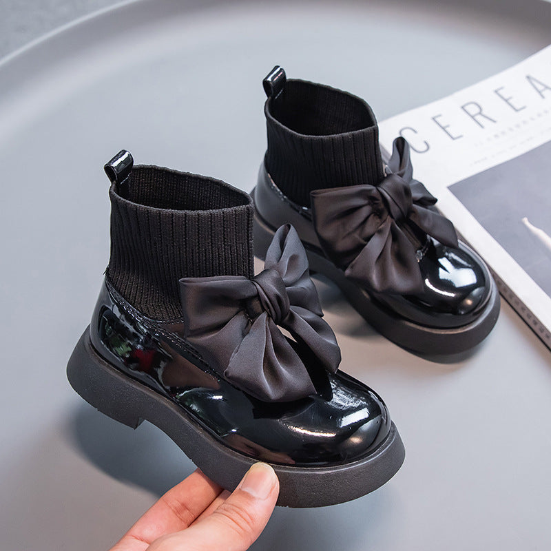 Little Girl Bow Princess Style Leather Boots