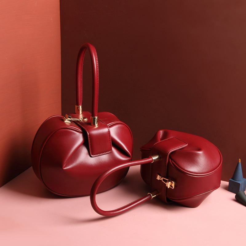 Leather handbags dumplings handbag