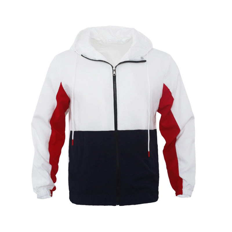 Men's Polo Collar Contrast Color Double-layer Hooded Jacket
