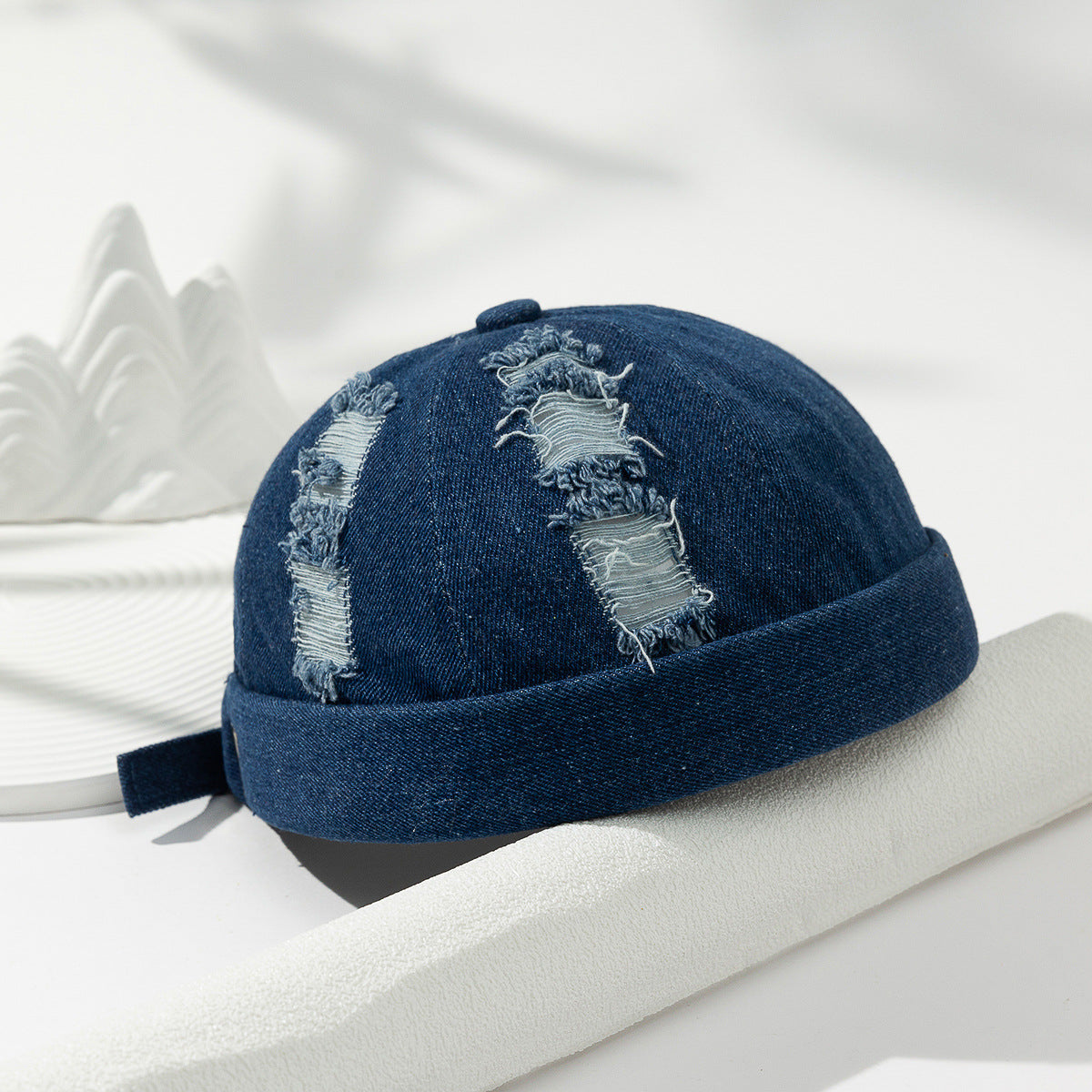 Men's Street Wash Denim Cap With Holes