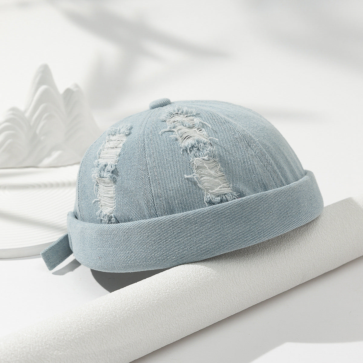 Men's Street Wash Denim Cap With Holes