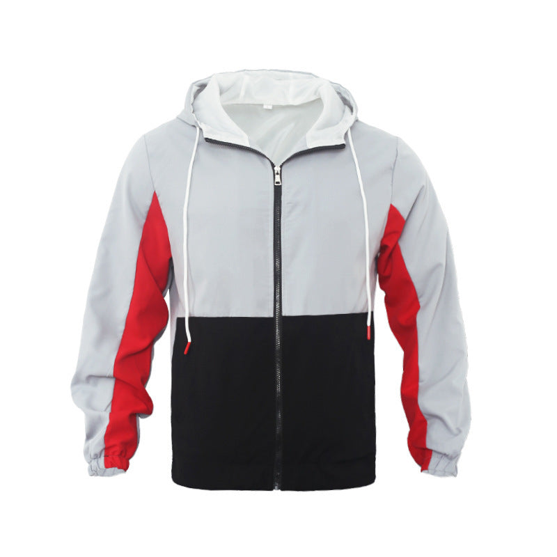 Men's Polo Collar Contrast Color Double-layer Hooded Jacket