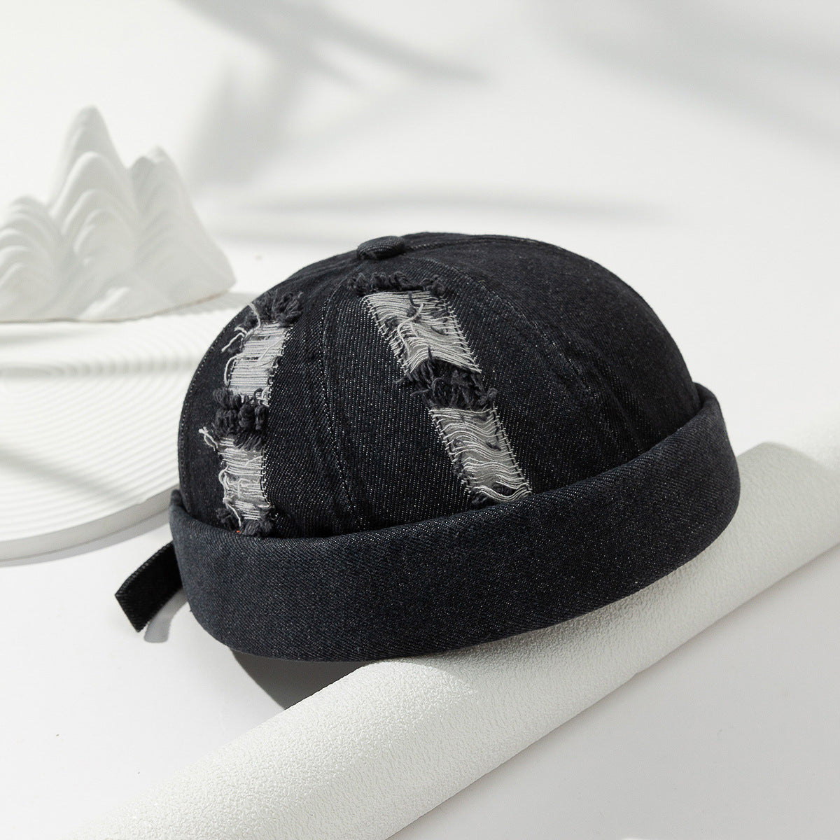 Men's Street Wash Denim Cap With Holes
