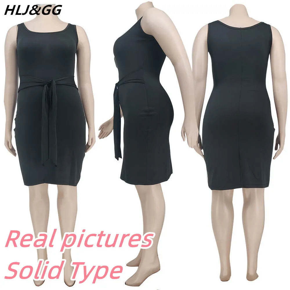 HLJ&GG Summer Solid Sexy Print Mini Dress Women Plus Size PINK Letter Drawstring Skinny Dresses Fashion Streetwear Vestidos 2022