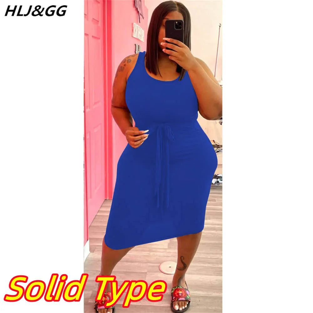 HLJ&GG Summer Solid Sexy Print Mini Dress Women Plus Size PINK Letter Drawstring Skinny Dresses Fashion Streetwear Vestidos 2022