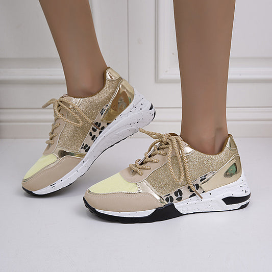Lace Up Sneakers Wedge Flat Casual Walking Running Shoes