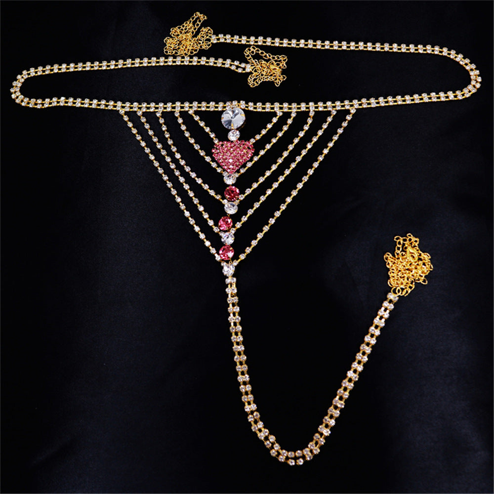 Heart Rhinestone Panty Body Jewelry