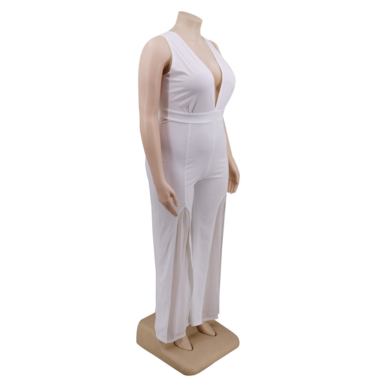 Topless Solid Color Chiffon Women Jumpsuit