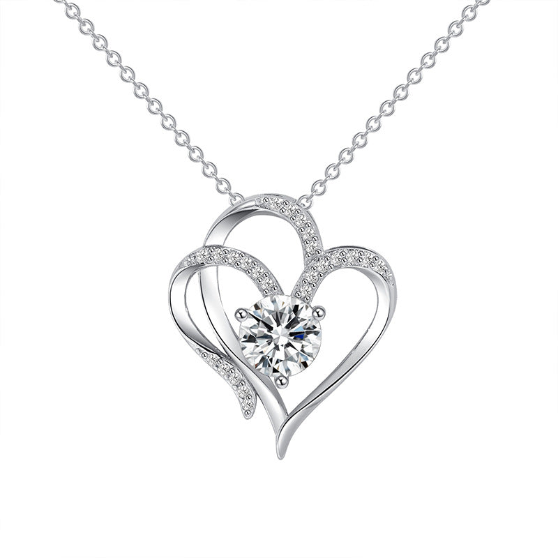 Double Love Necklace With Rhinestones