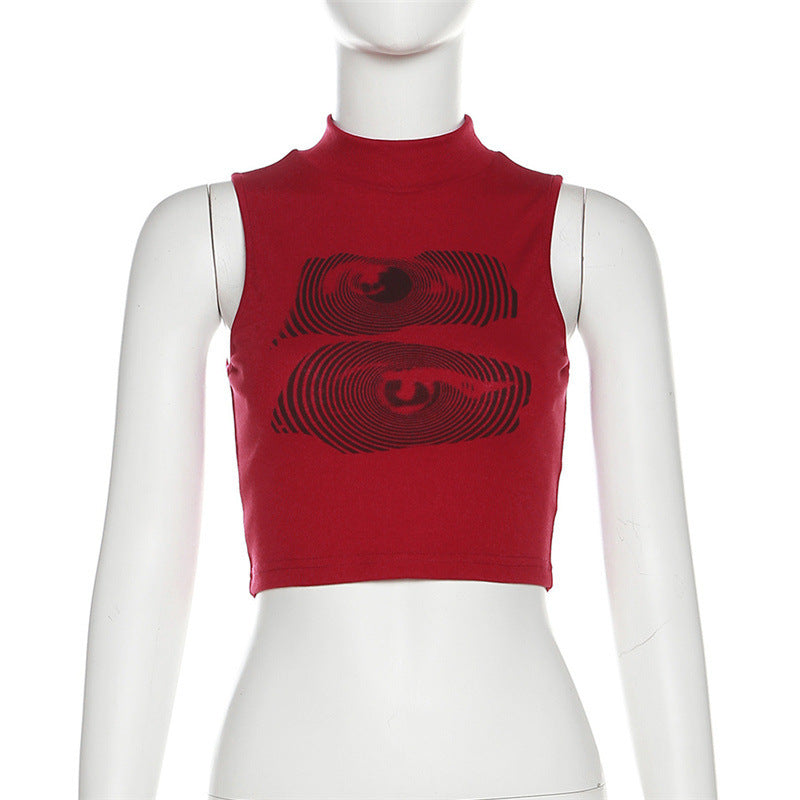 Street Letters Printed Cropped Tank Top Women