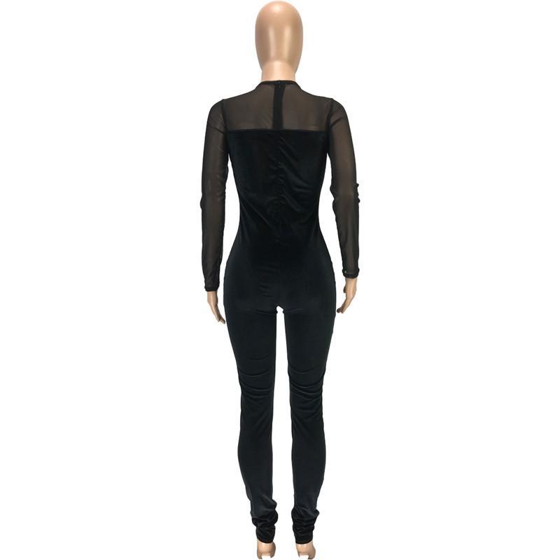 Ladies Jumpsuit Long Sleeve Elegant Slim Fit Pullover